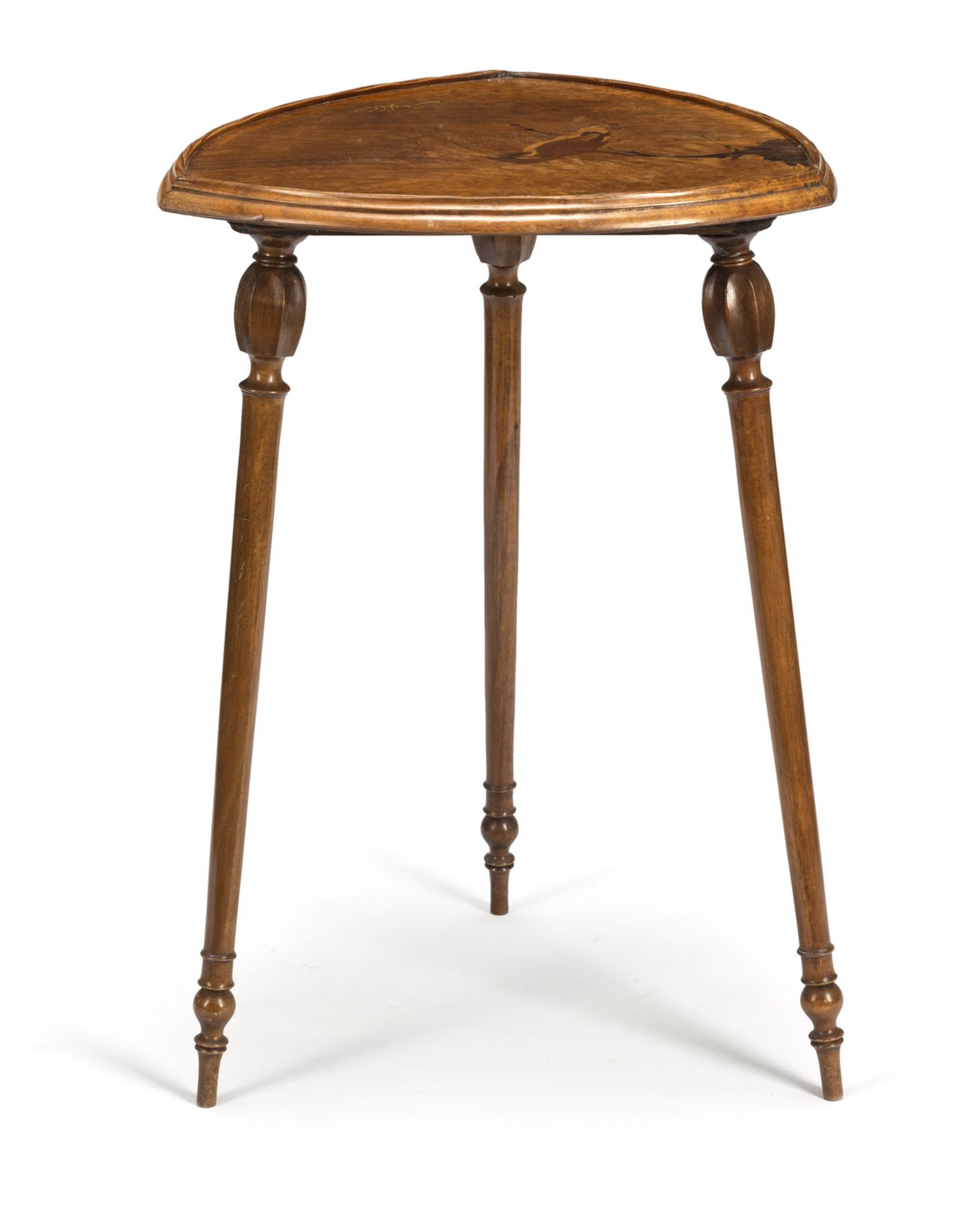 AN ART NOUVEAU WALNUT, MACASSAR AND MAHOGANY MARQUETRIED OCCASIONAL TABLE - Image 2 of 5