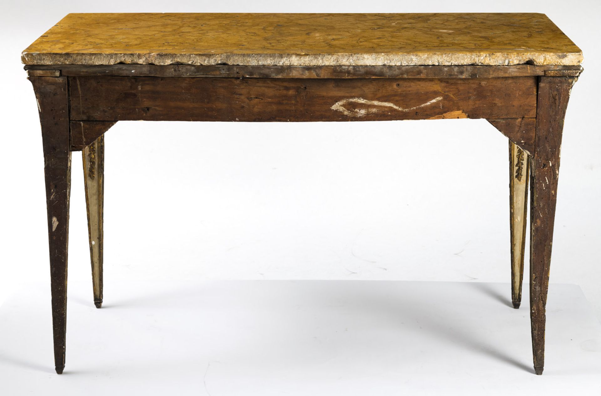 A TRANSITION PERIOD PAINED AND PARTLY SILVERED CONSOLE TABLE - Image 7 of 7