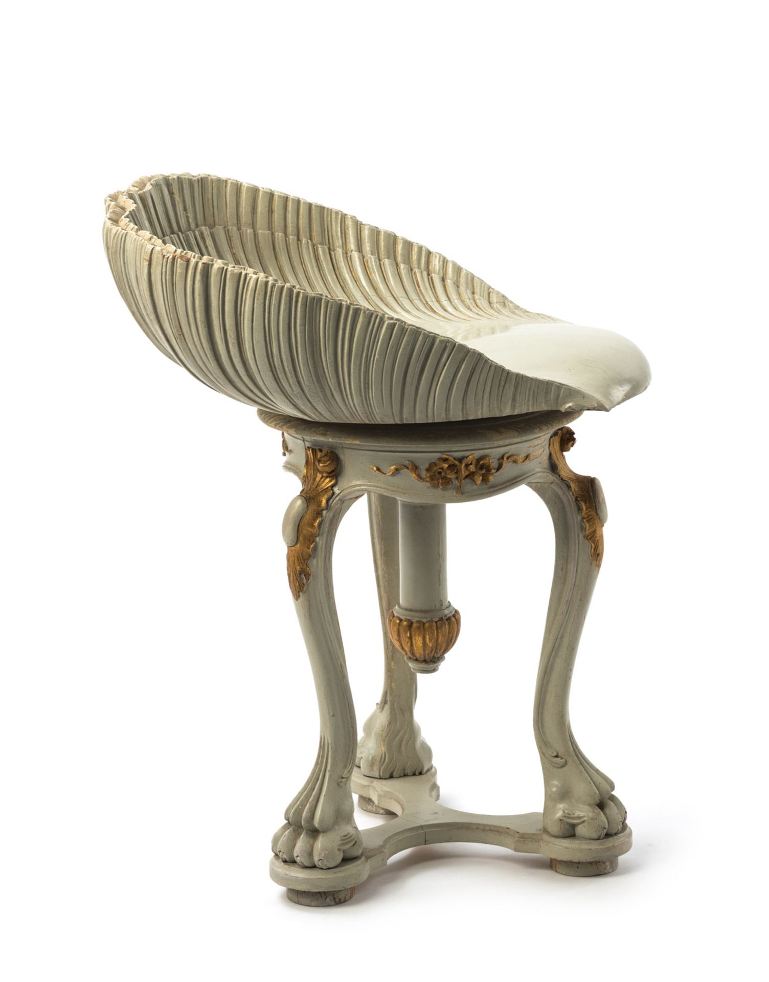 A BAROQUE STYLE PIANO STOOL WITH SHELL SHAPED SEAT - Image 2 of 4