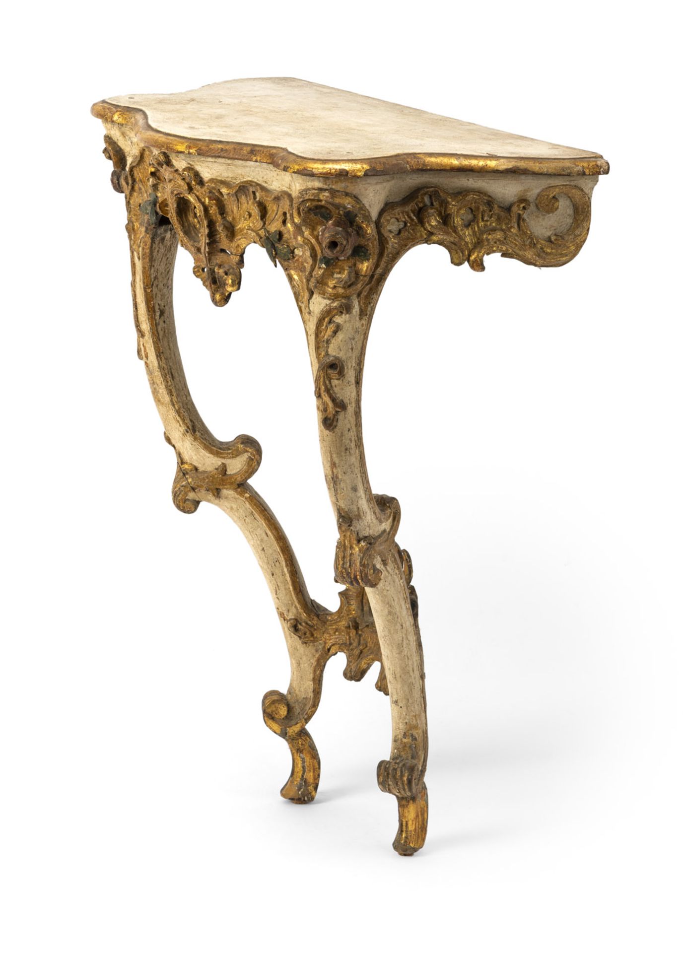 A SOUTH GERMAN POLYCHROME PAINTED CONSOLE TABLE - Image 2 of 3