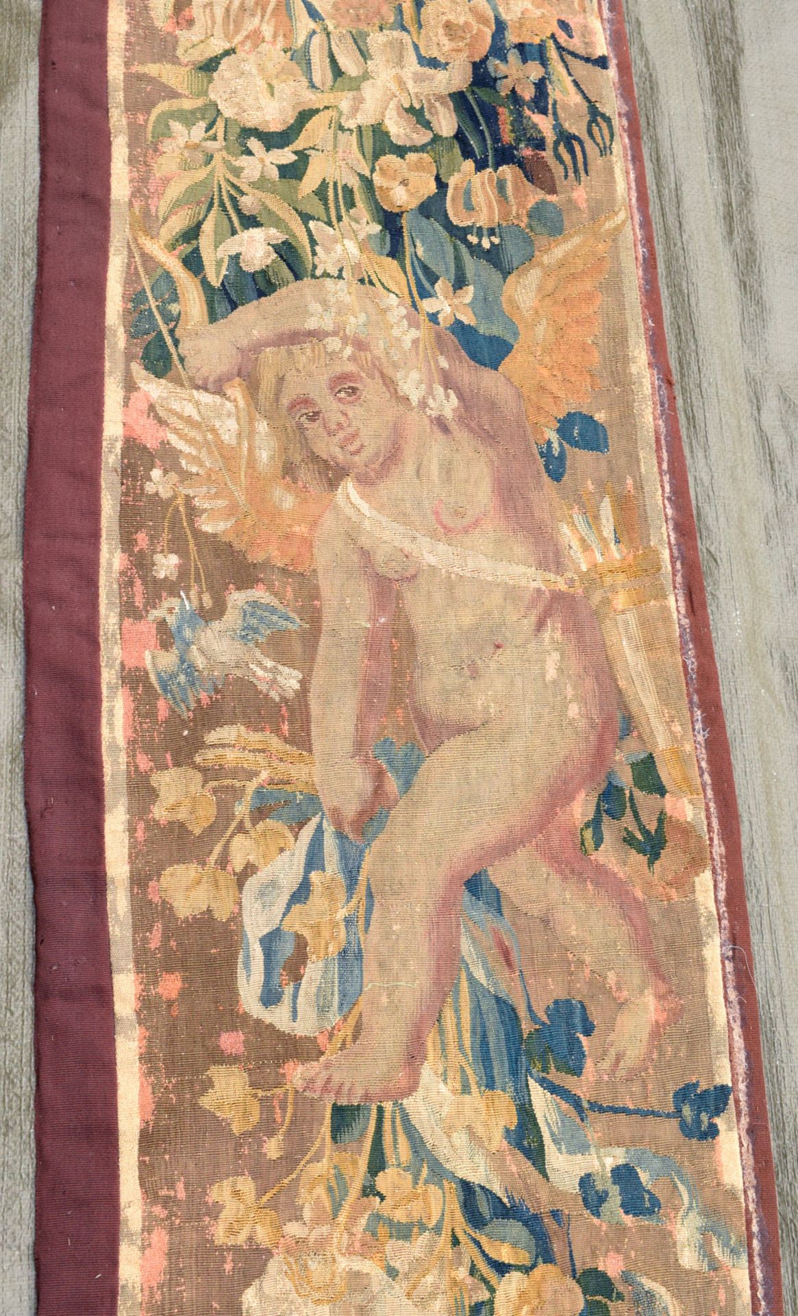 A TAPESTRY BORDER FRAGMENT USED AS A DOOR FRAME DECORATION - Image 2 of 10