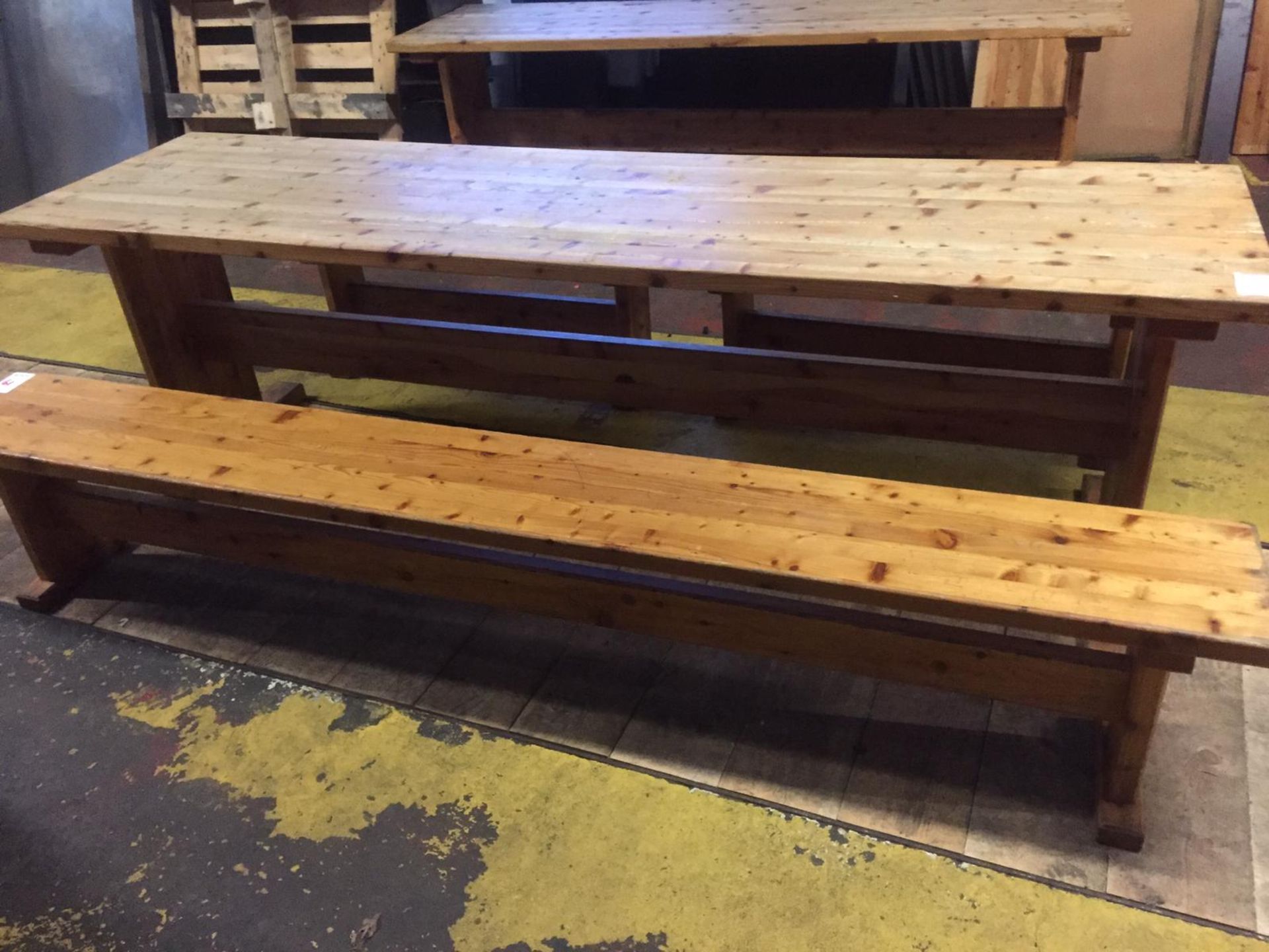 Large Pine Table with 1 Large and 2 Small benches - Image 2 of 4