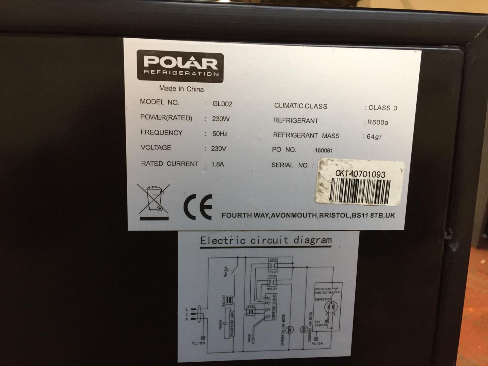 Black Polar 2 Door Glass Fronted Fridge - Image 3 of 4