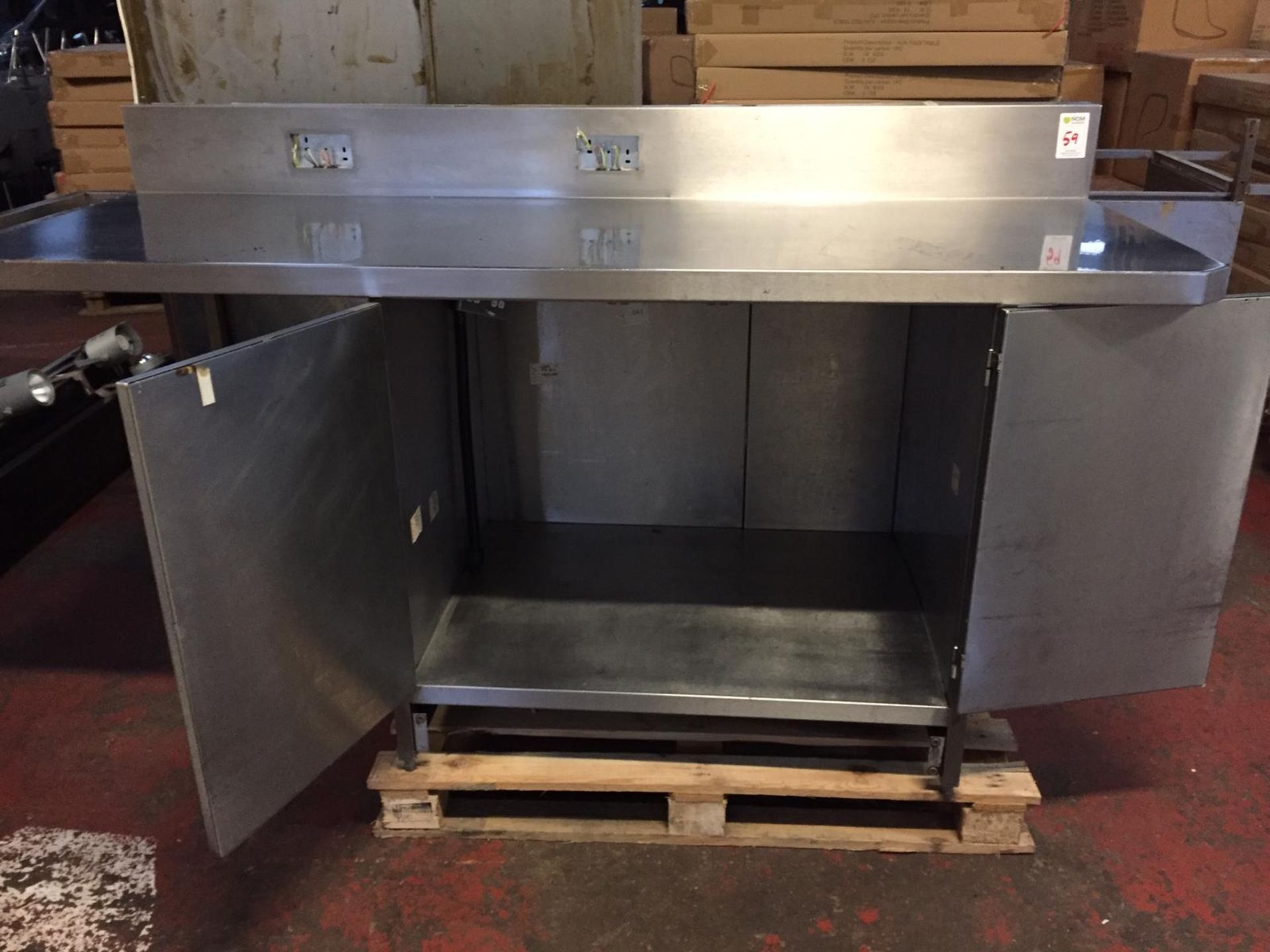 Stainless Steel Counter with cupboard plus wired sockets - Image 4 of 4