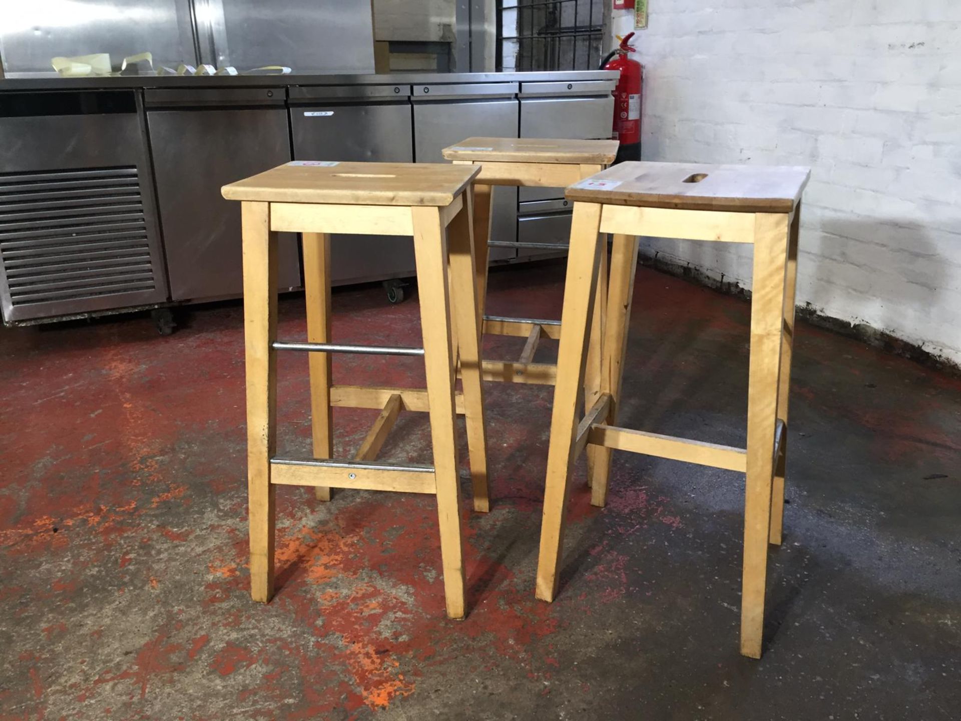 Wooden Stools x 3 - Image 2 of 3