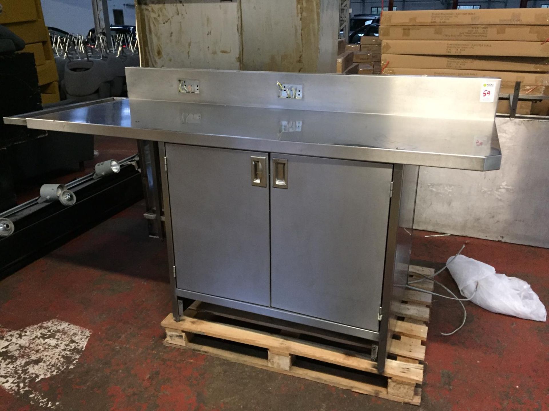 Stainless Steel Counter with cupboard plus wired sockets