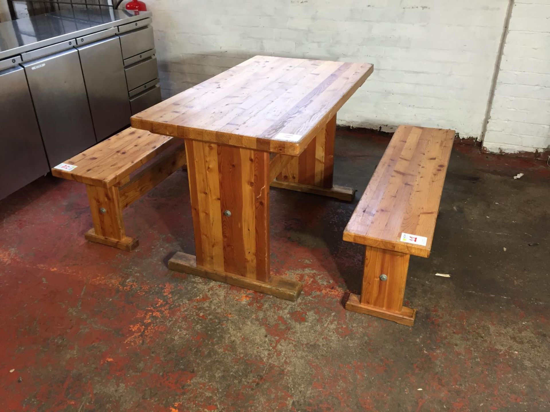 Pine Wooden Table with 2 Benches