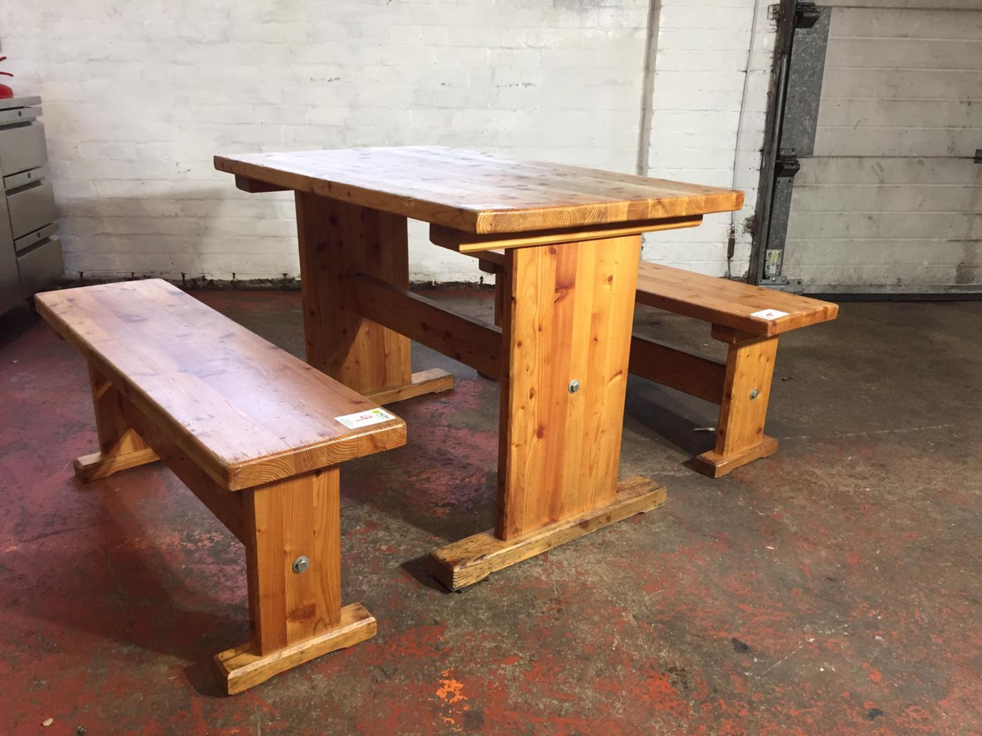 Pine Wooden Table with 2 Benches