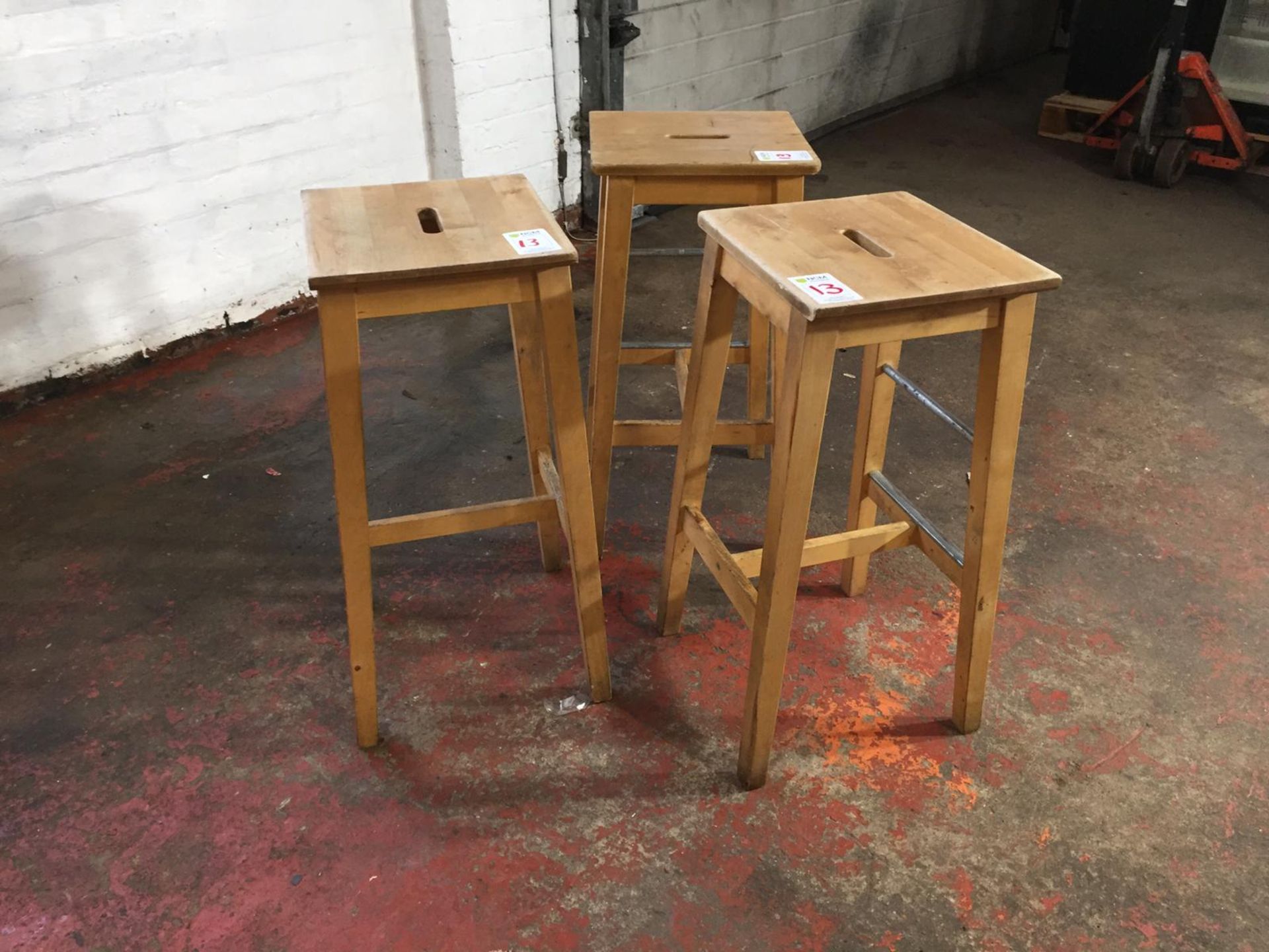 Wooden Stools x 3 - Image 3 of 3