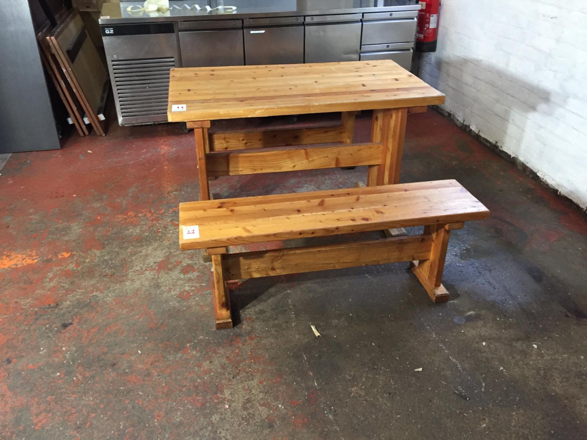 Pine Wooden Table with 2 Benches - Image 3 of 3