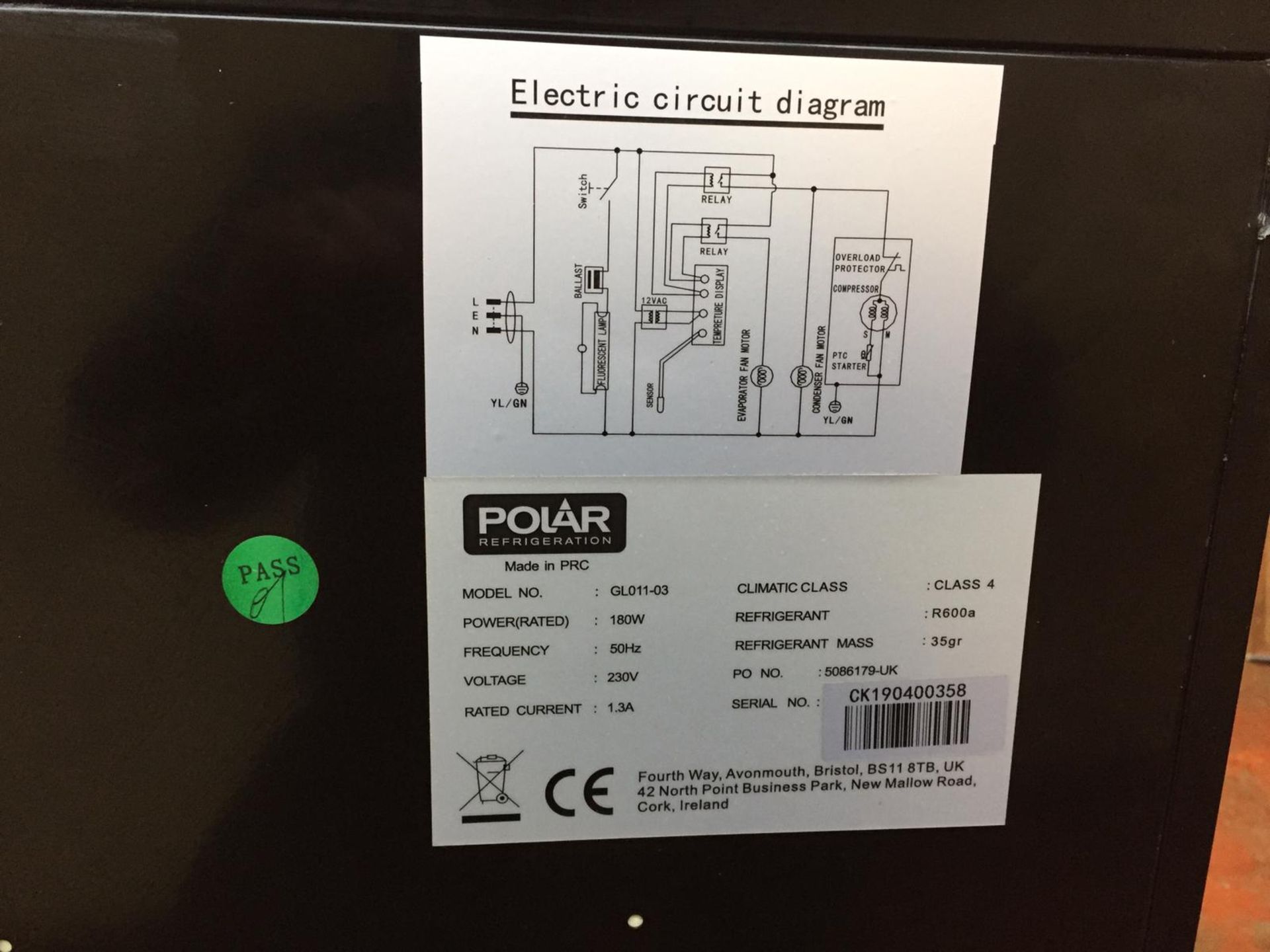 Black Polar Single Door Glass Fronted Fridge - Image 3 of 3