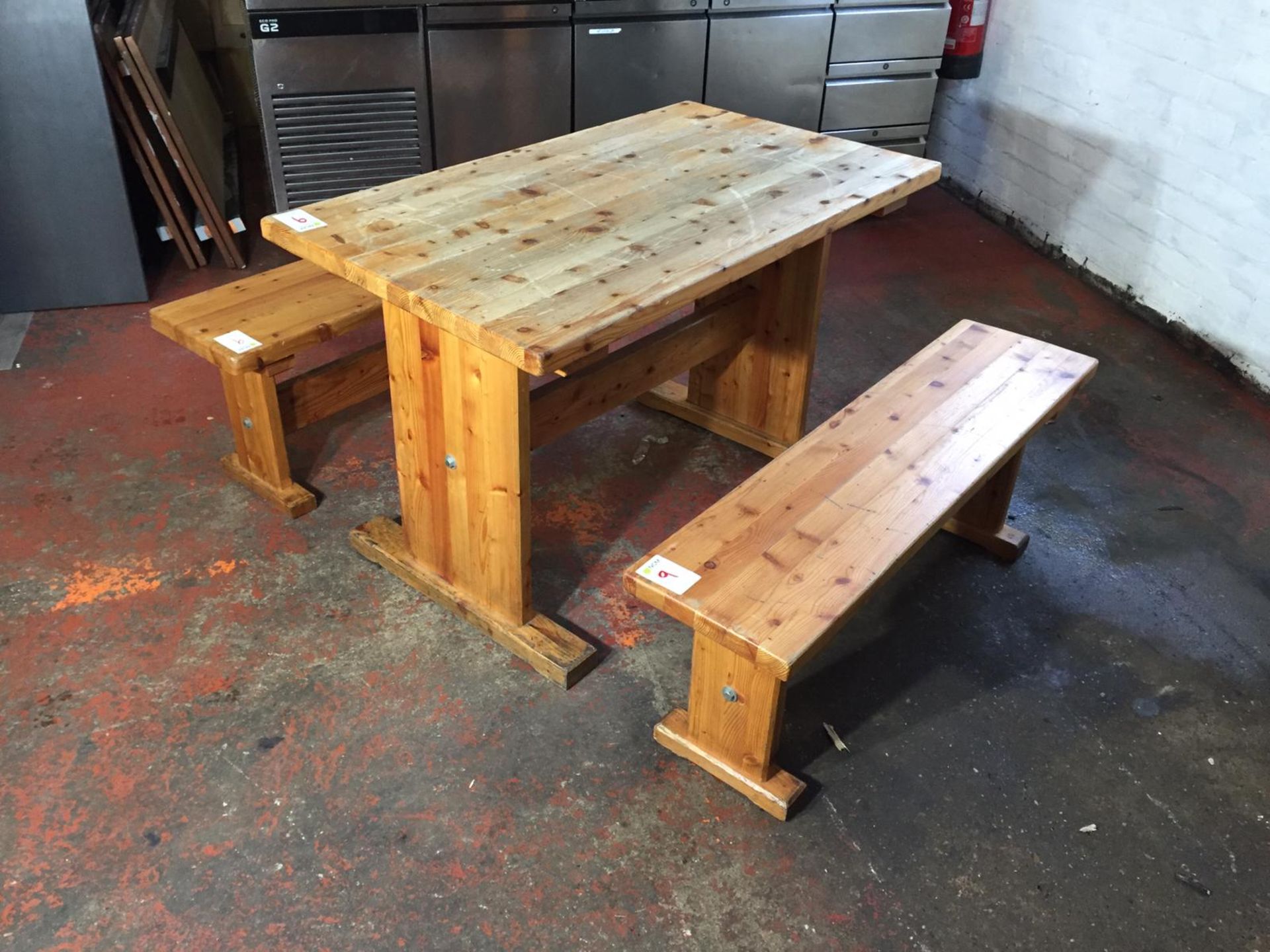 Pine Wooden Table with 2 Benches - Image 2 of 3