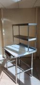 Stainless Steel Table - With Drawer & Overshelf