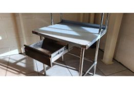 Stainless Steel Table - With Drawer & Overshelf