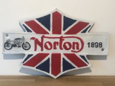 1898 Norton Motorcycles Union Jack Cast Iron Sign