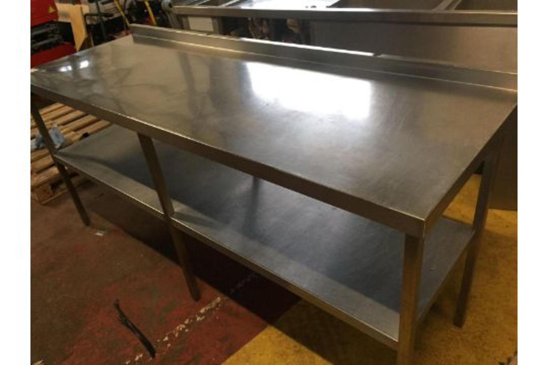 Stainless steel worktop counter with shelf - Image 2 of 3