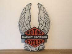 Cast Iron Harley Davidson Motorcycles Tall Wing Sign