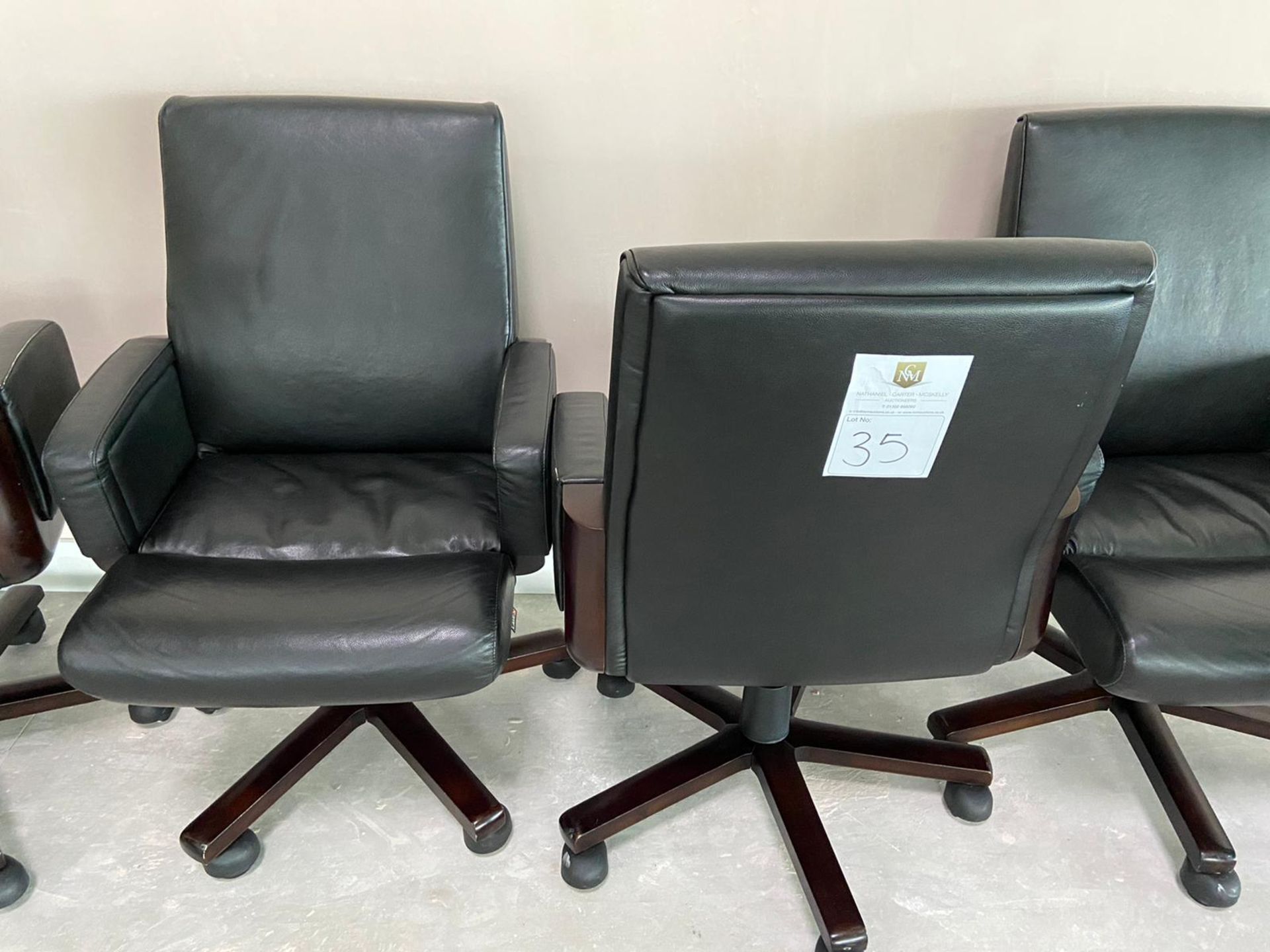 Black Leather Commercial Grade Swivel Office Chair x 2 - Image 6 of 6