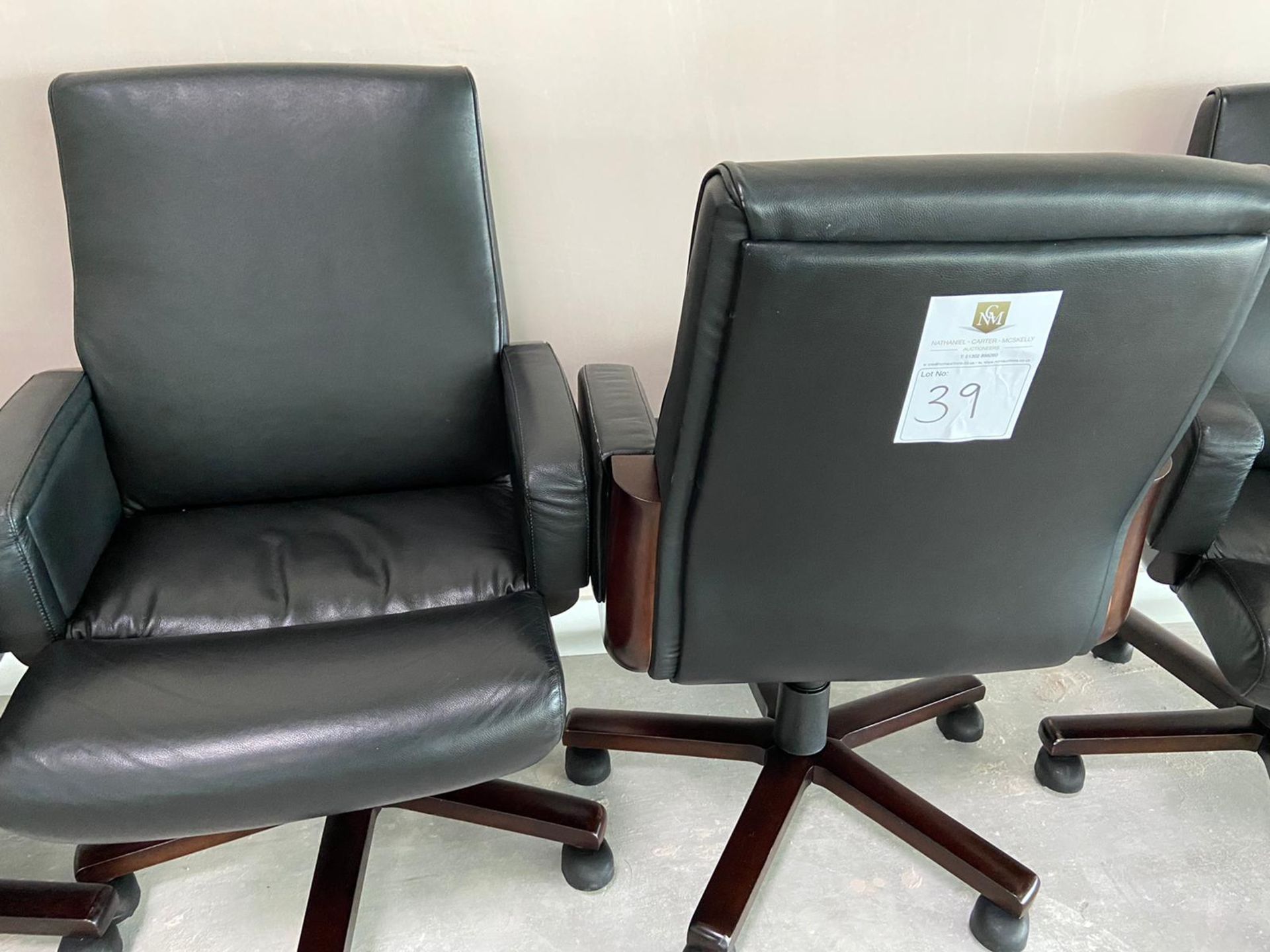 Black Leather Commercial Grade Swivel Office Chair x2