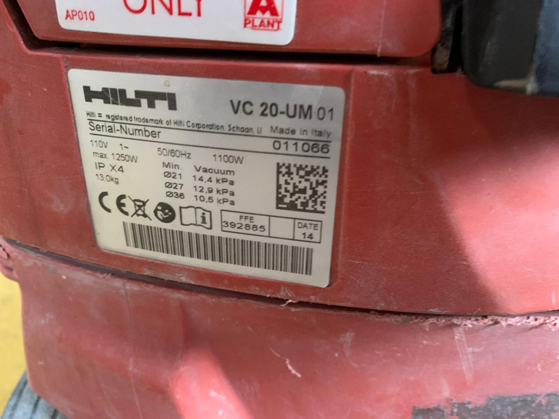 Hilti VC20-UM Wet/Dry Motor Vac 110V - Image 4 of 4