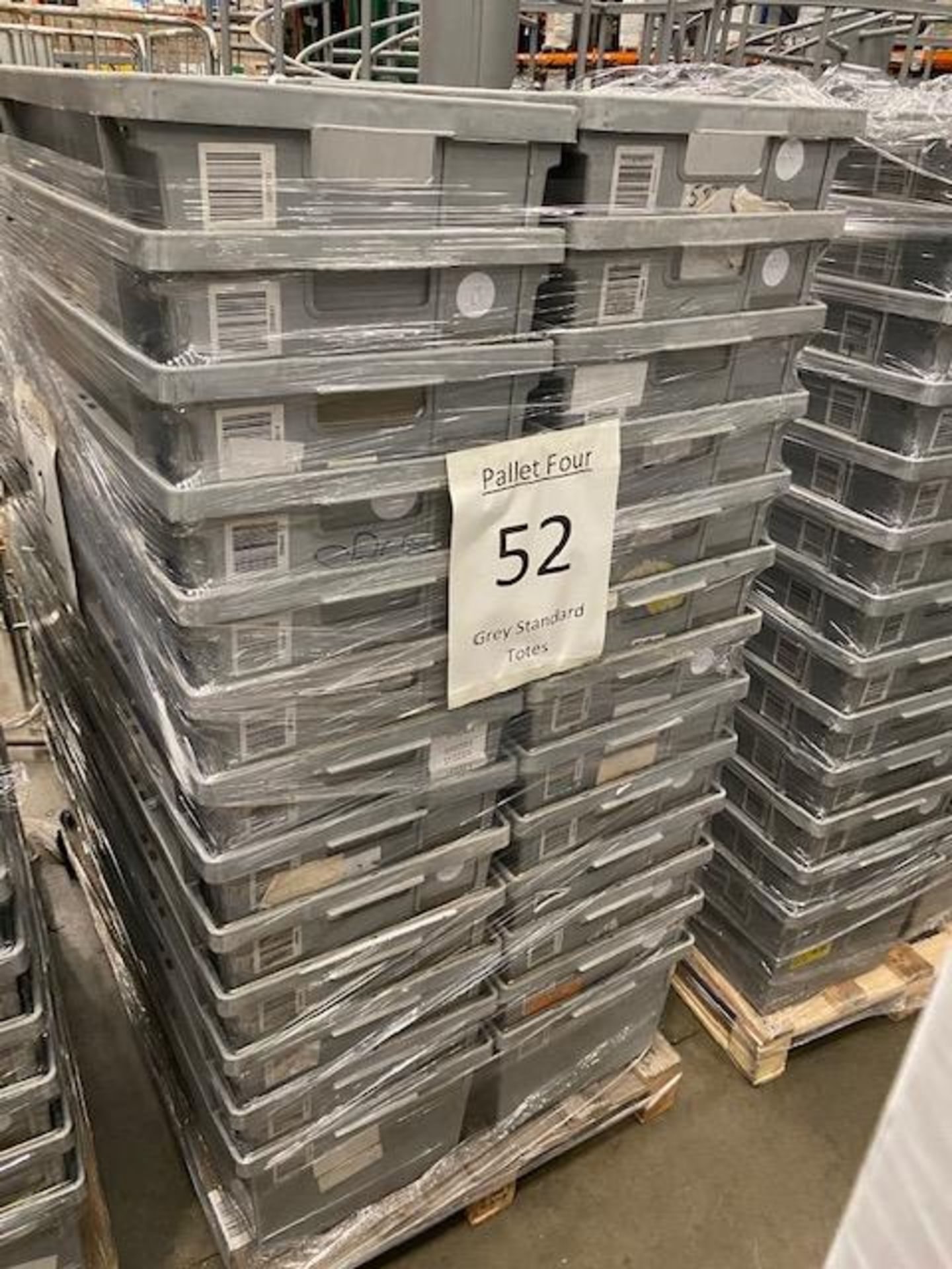 Pallet of 52 Grey Totes