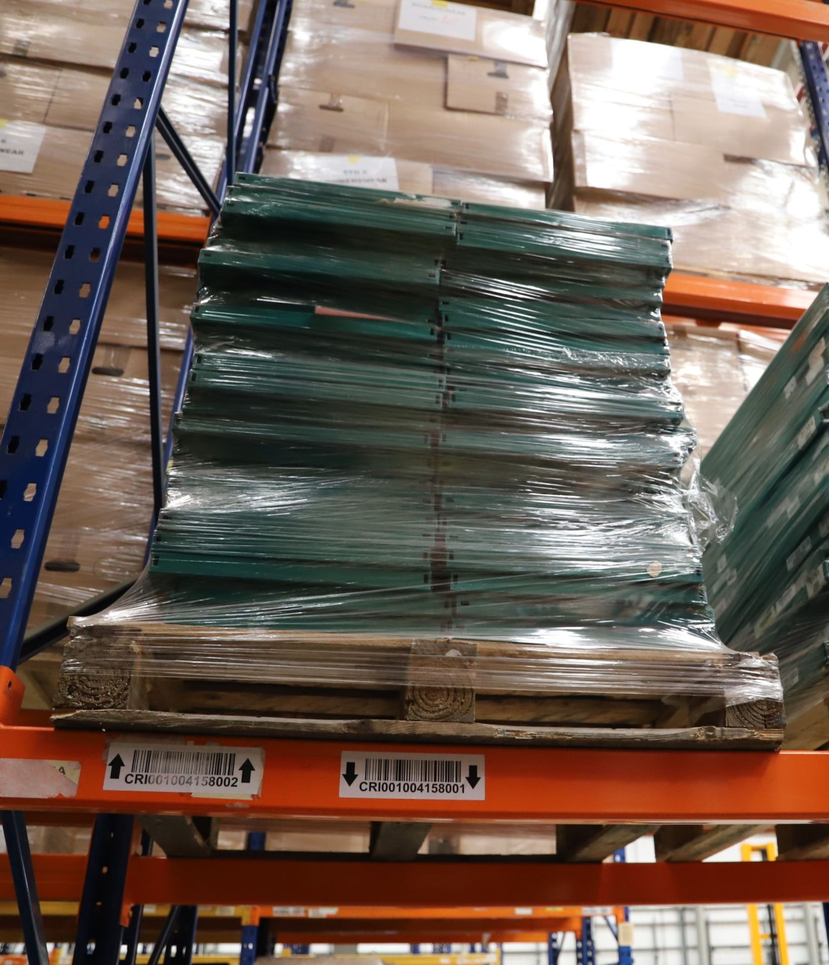 Pallet of Green Metal Shelves