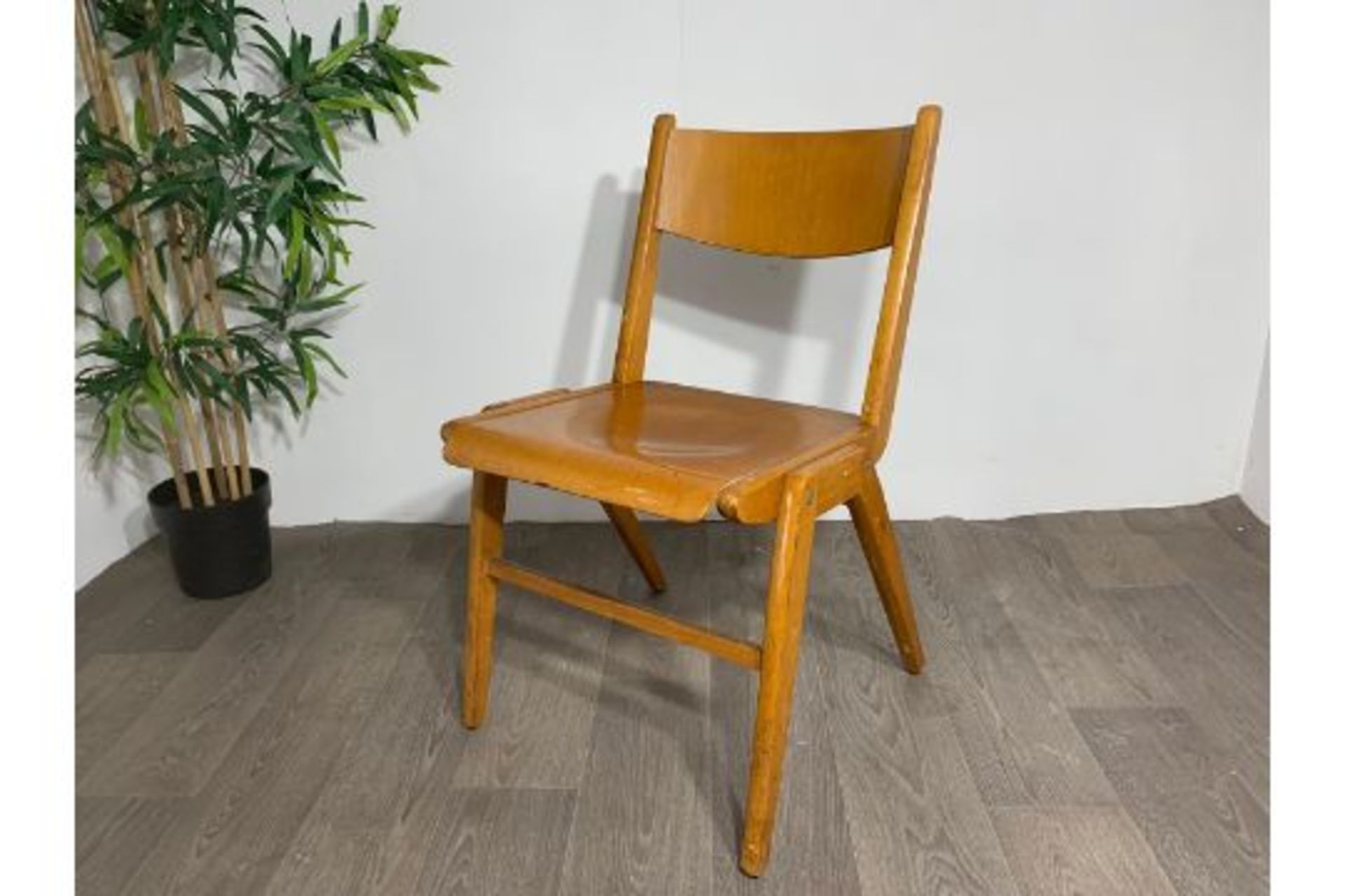 Mid century wooden chair x2 - Image 2 of 5