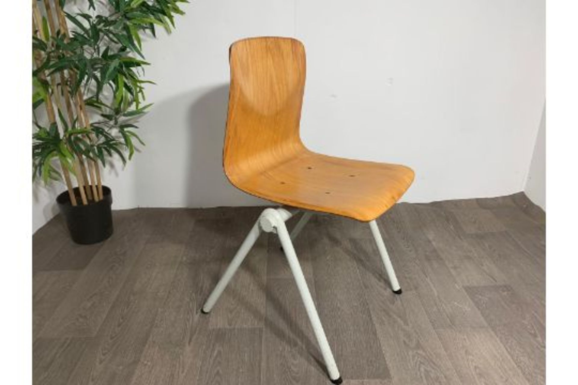 Mid Century  Wooden Chair with Steel Legs x2 - Image 7 of 7