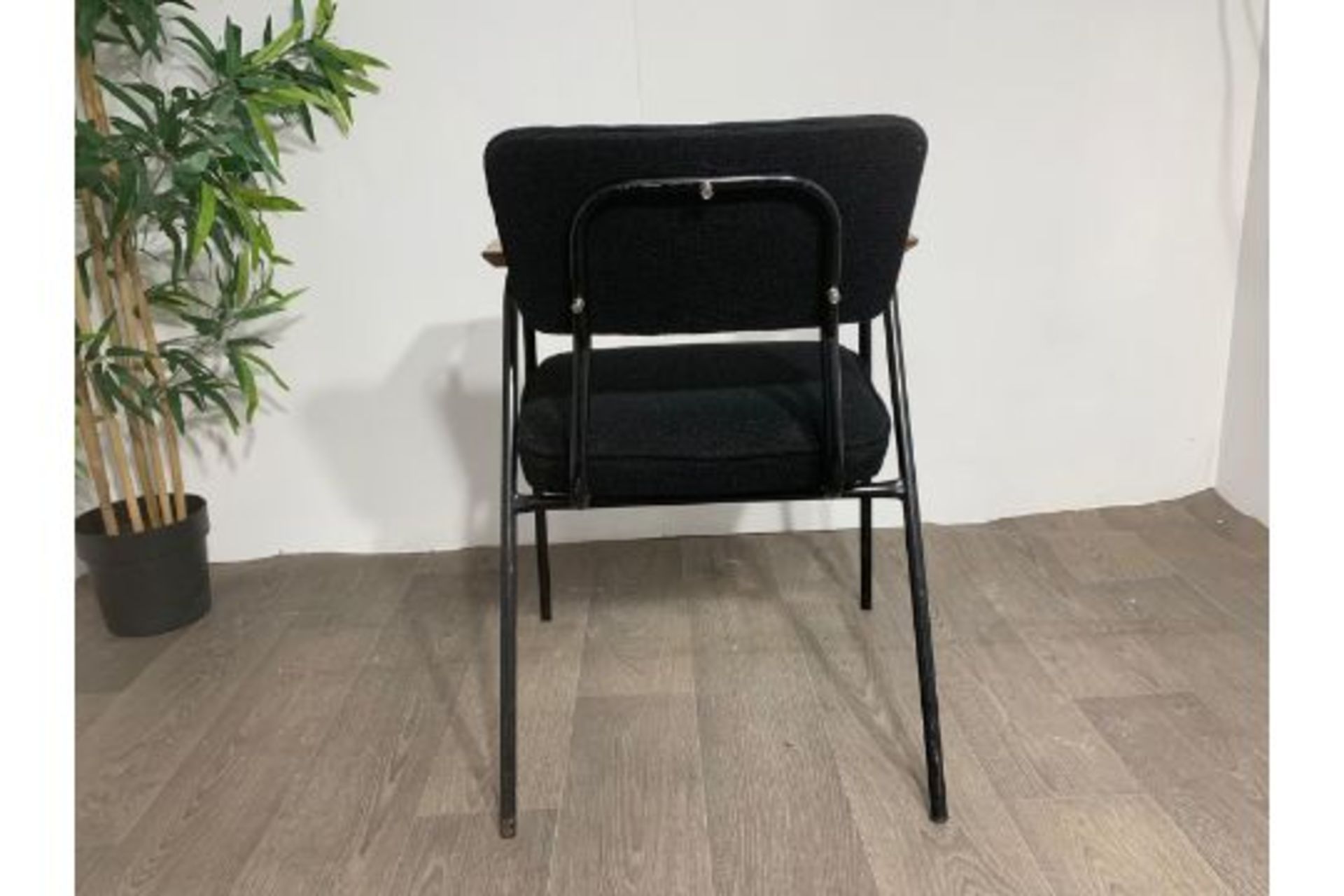 Black Commercial Grade Chair with Wooden Arm Rest x2 - Image 3 of 5