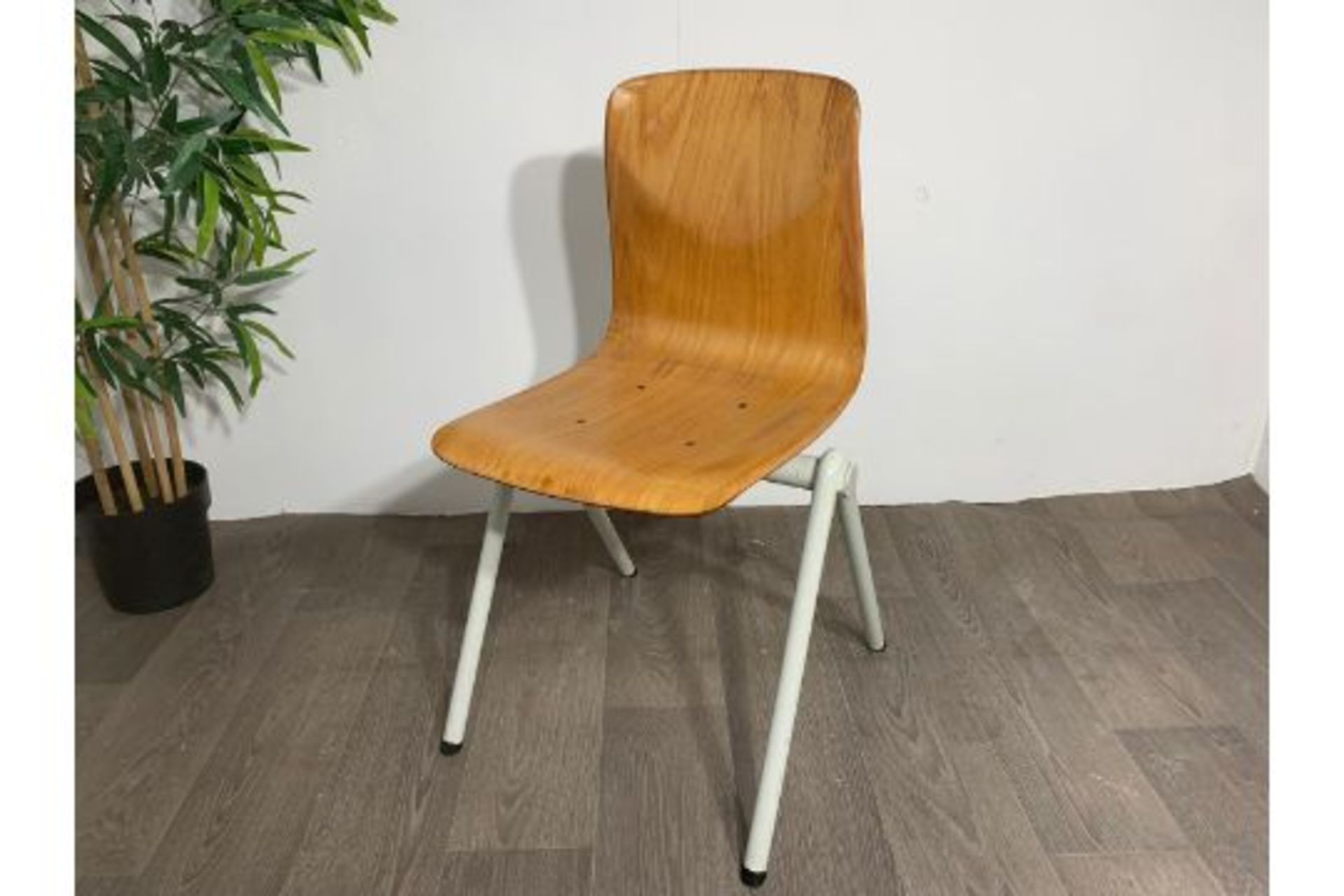 Mid Century  Wooden Chair with Steel Legs x2 - Image 2 of 7