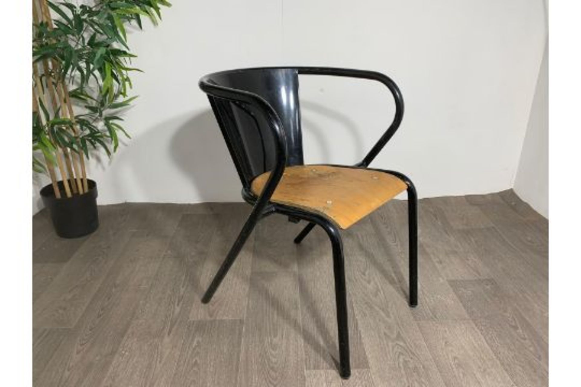 Adico 5008 Black Chair With Wooden Seat x2 - Image 2 of 8