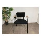 Black Commercial Grade Chair with Wooden Arm Rest x2