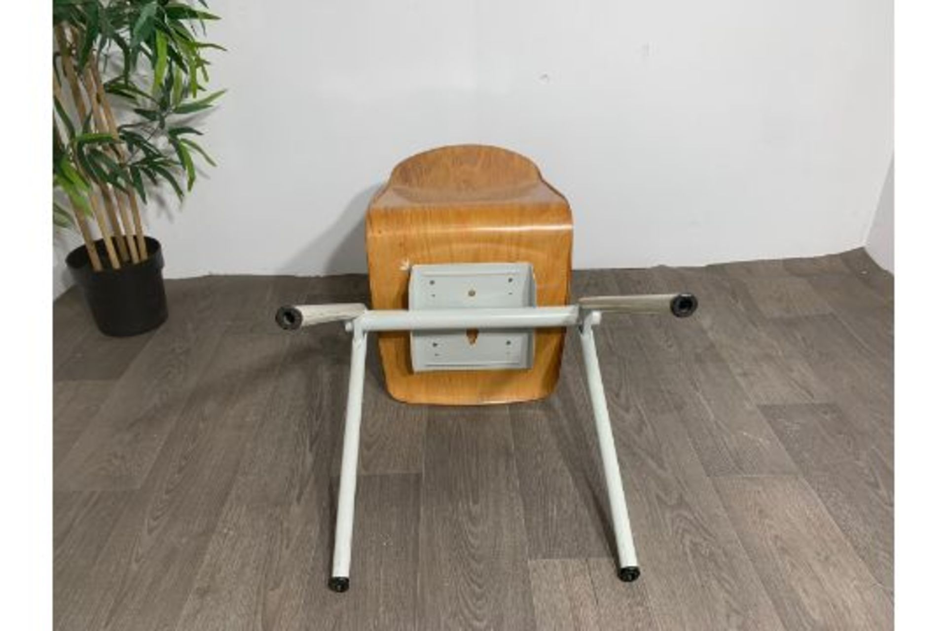 Mid Century  Wooden Chair with Steel Legs x2 - Image 4 of 7