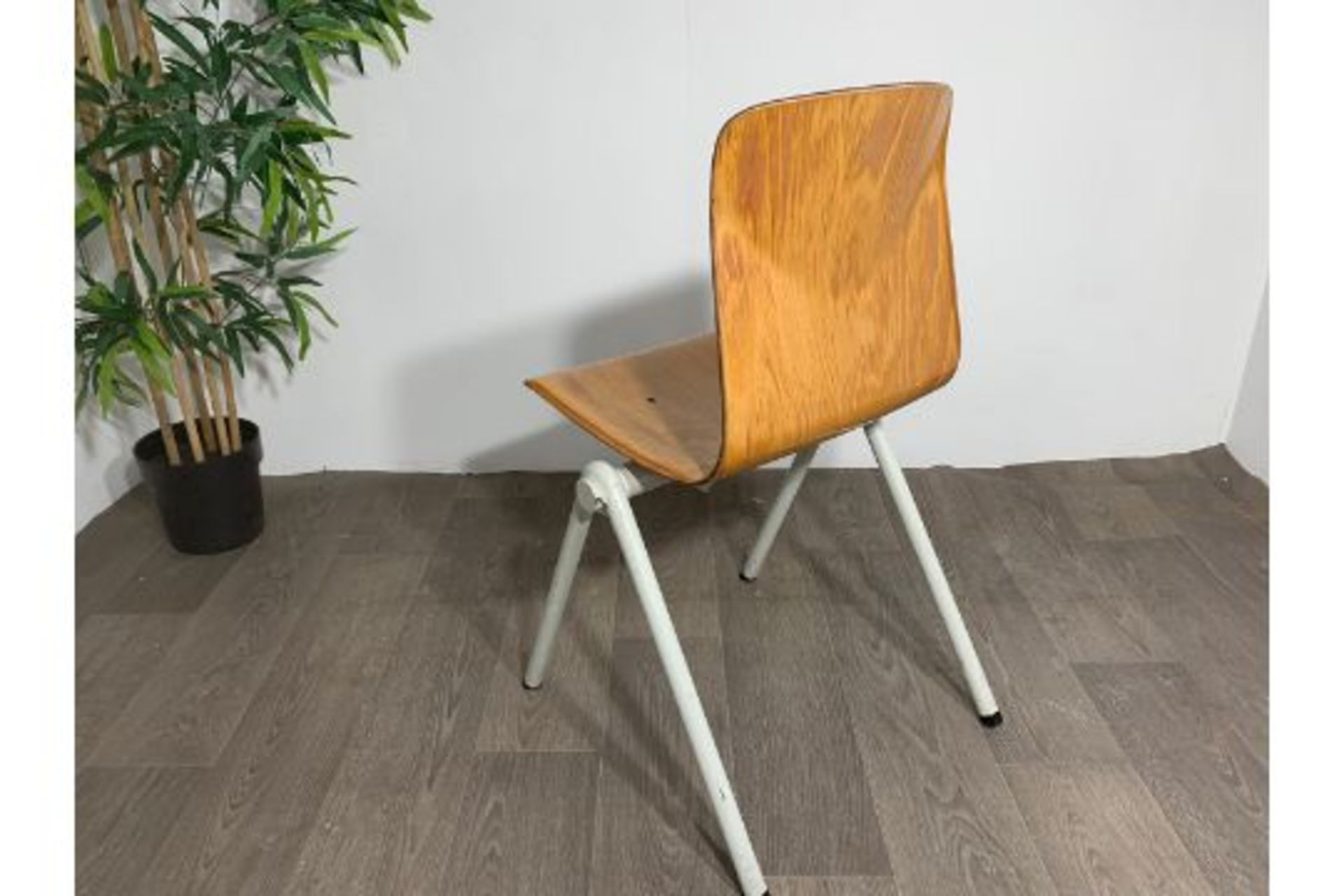 Mid Century  Wooden Chair with Steel Legs x2 - Image 6 of 7