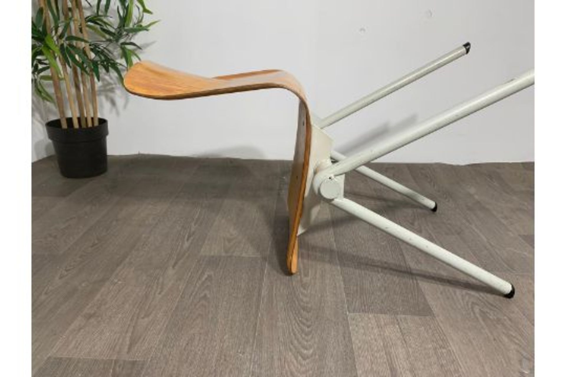 Mid Century  Wooden Chair with Steel Legs x2 - Image 3 of 7