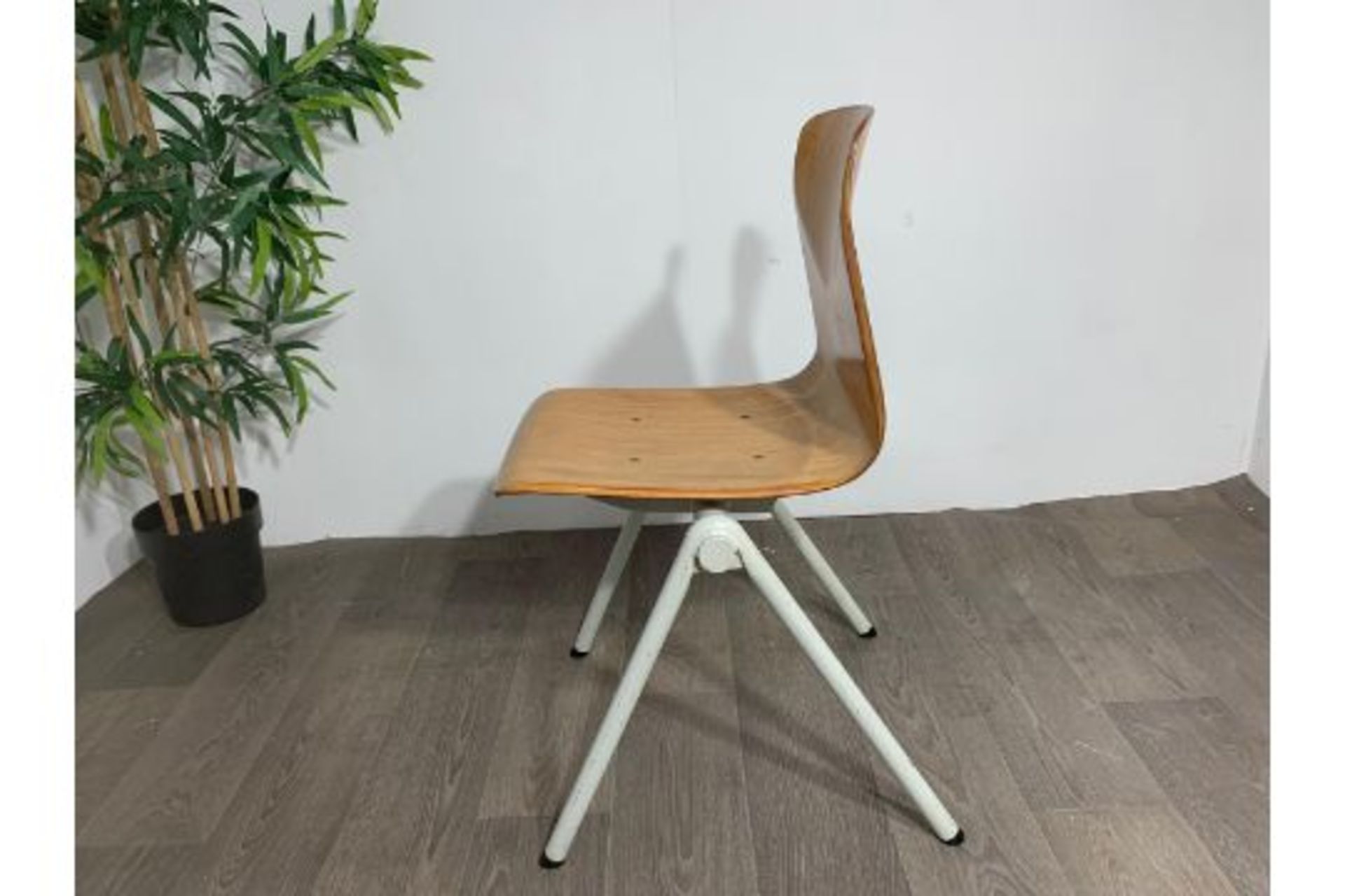 Mid Century  Wooden Chair with Steel Legs x2 - Image 5 of 7