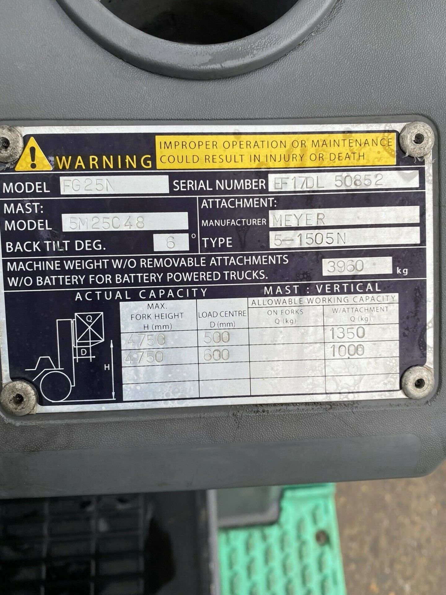 Mitsubishi 2.5 Gas forklift truck Container Spec - Image 7 of 8