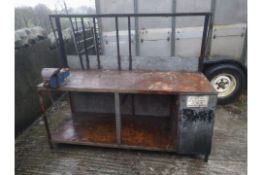 Steel framed workbench clad in galvanised sheeting