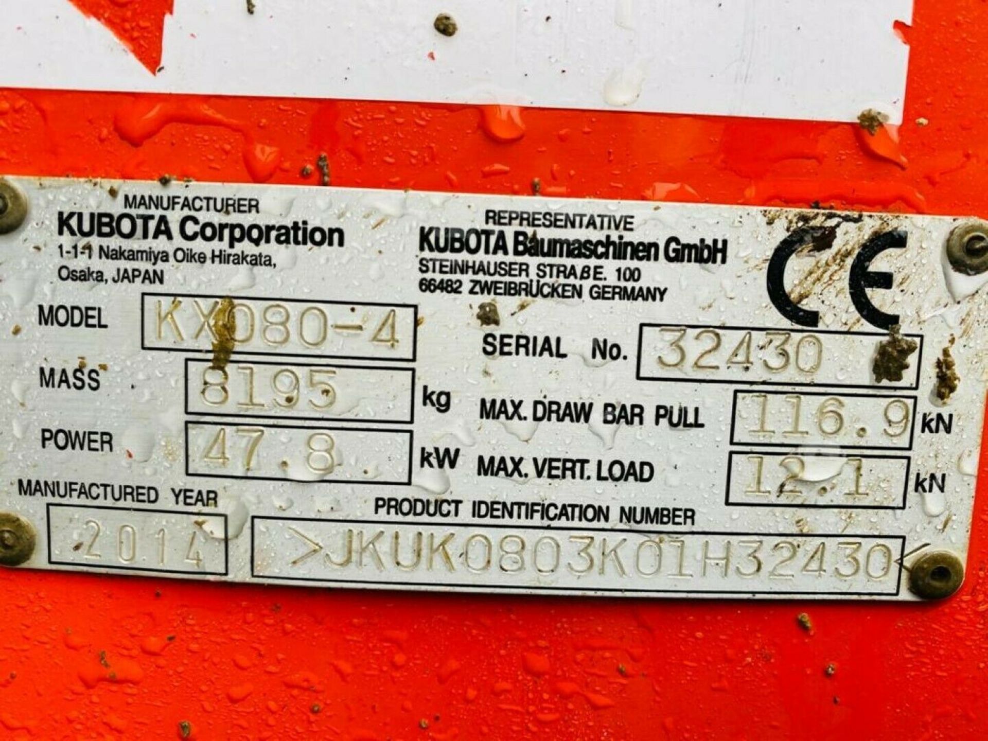 Kubota KX080-4 Excavator / Digger (2014) - Image 10 of 12