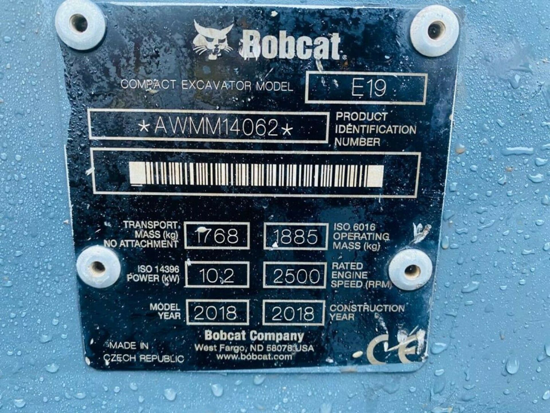 Bobcat E19 Excavator 2018 - Image 12 of 12