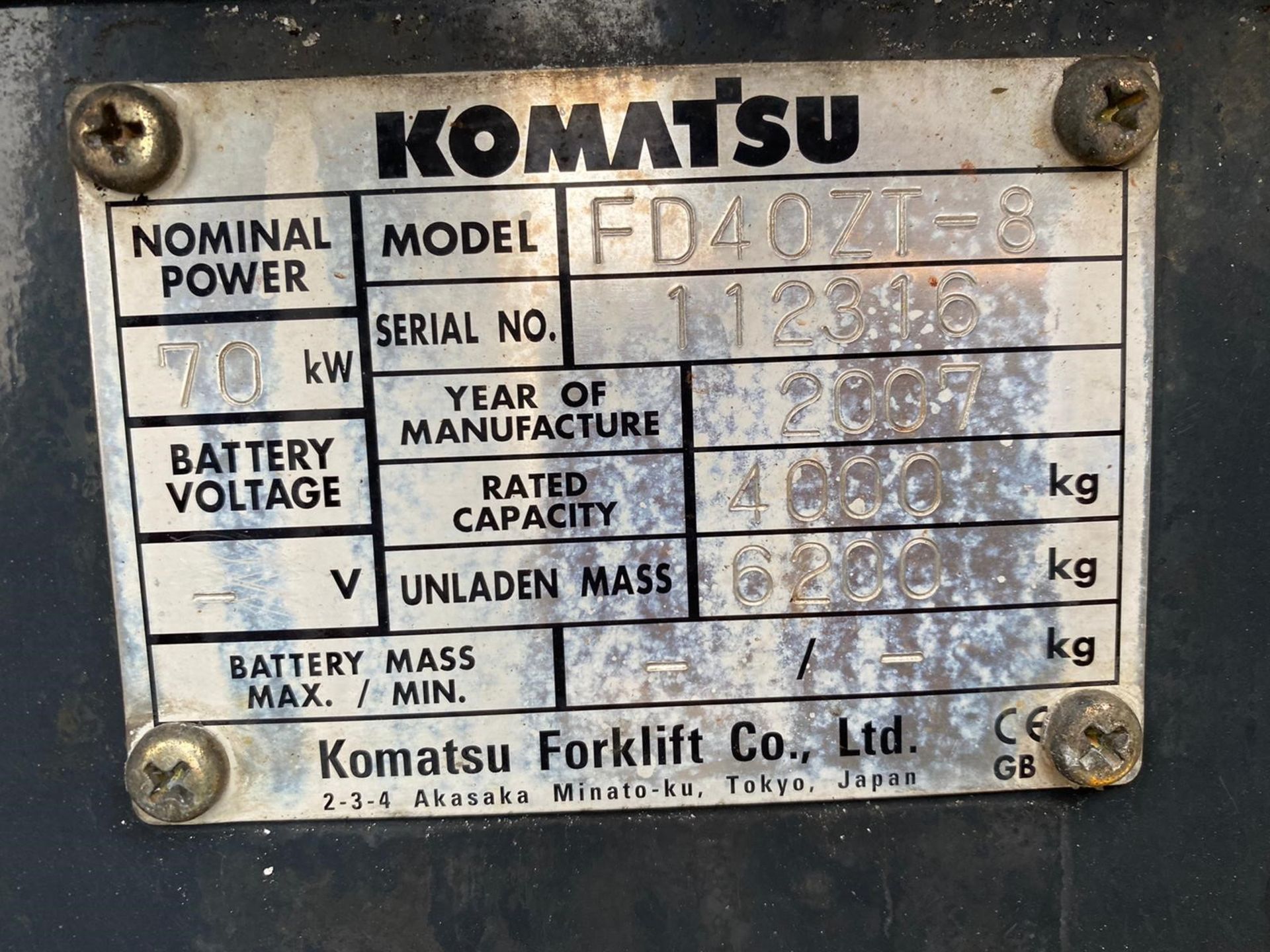 Komatsu 4 tonne diesel forklift - Image 5 of 5