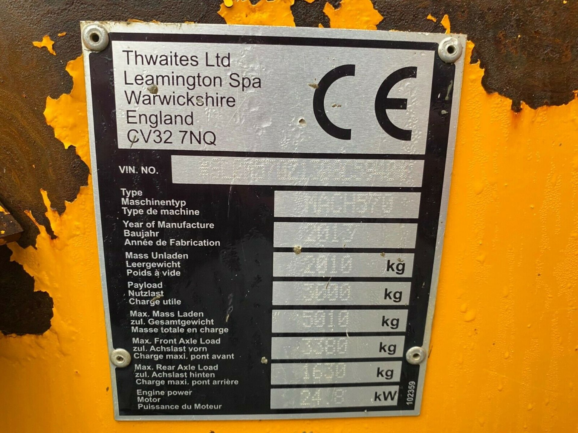 Thwaites MACH 570 3 Tonne Straight Tip Dumper 2013 - Image 11 of 11