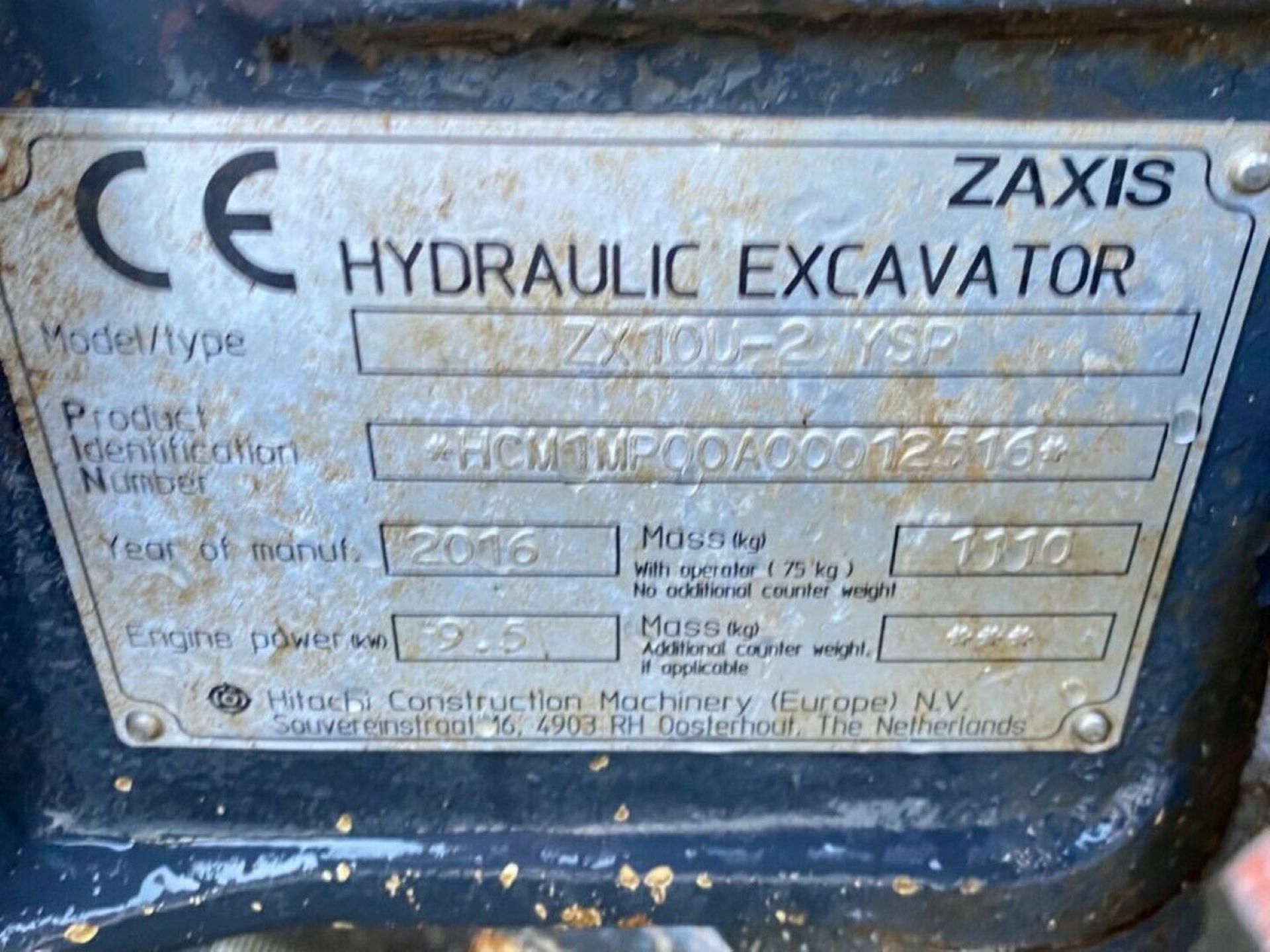 Hitachi ZX10U-2 Excavator Digger 2016 - Image 11 of 12