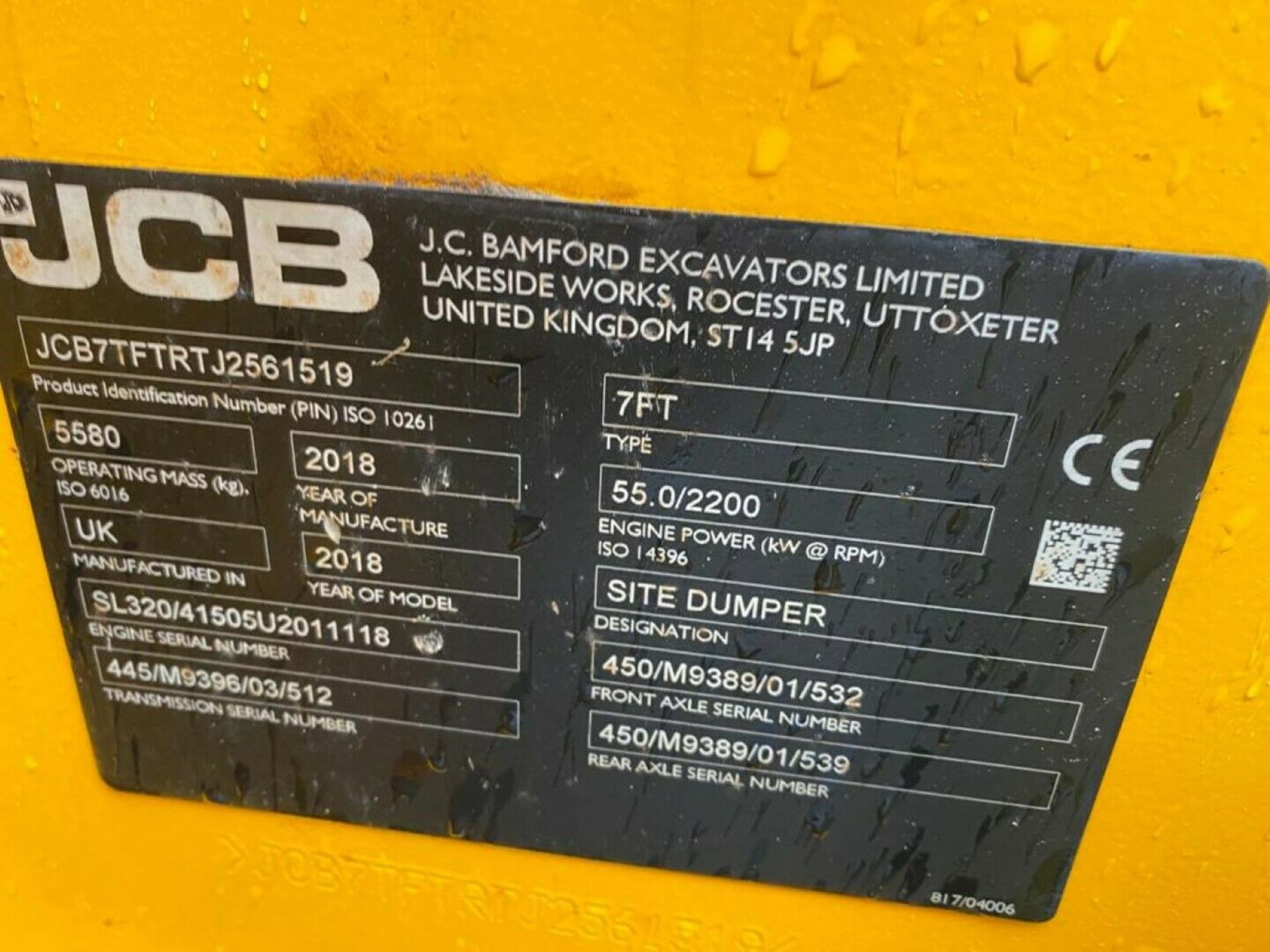 JCB 7FT 7 Ton Dumper 2018 - Image 12 of 12