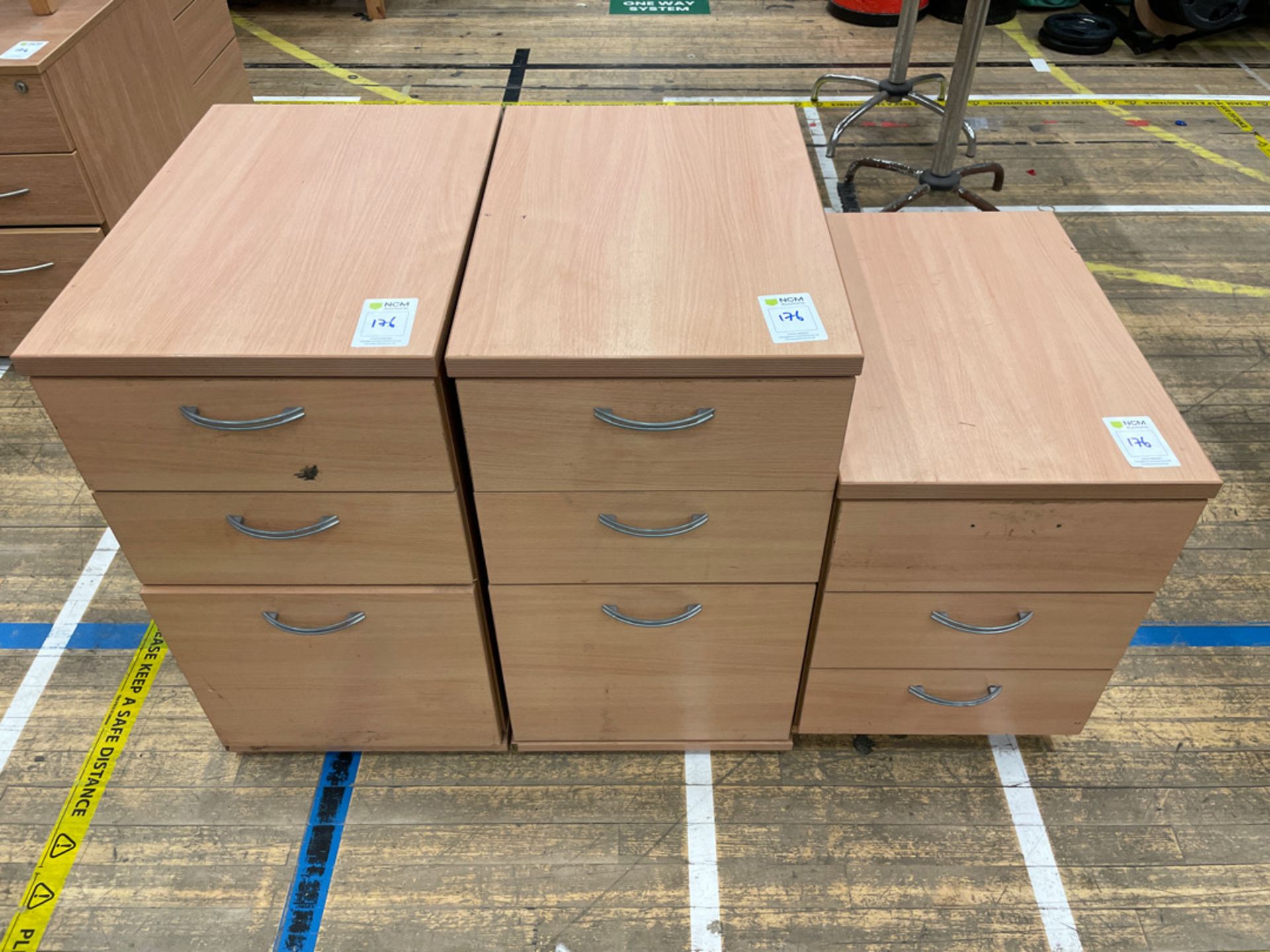 Filing Cabinets x 3, 3 Drawer Wooden