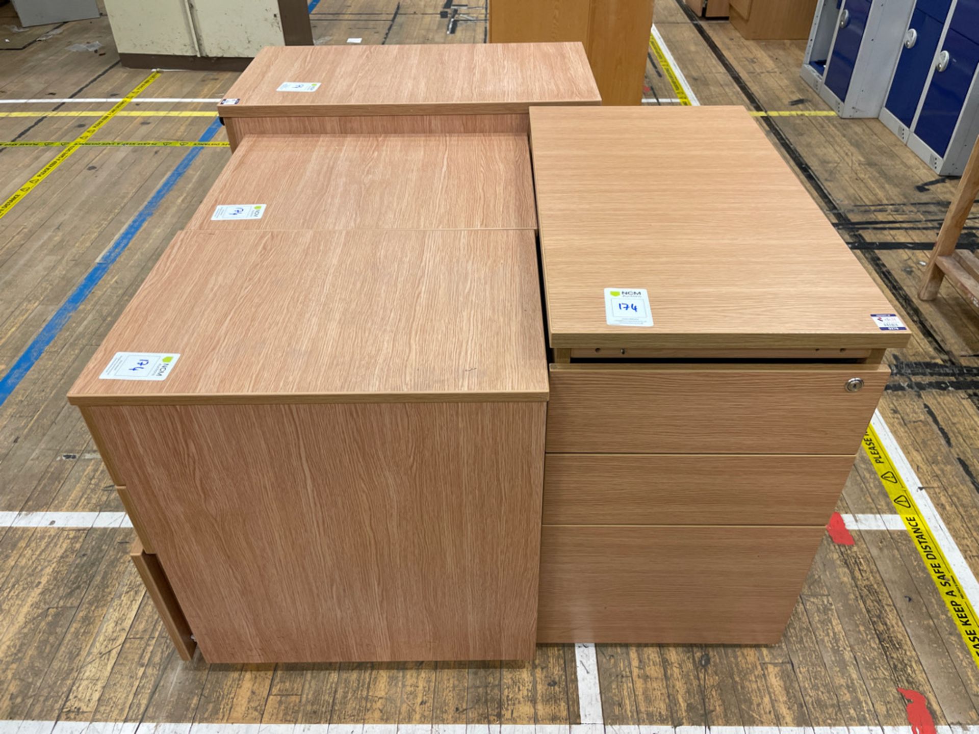 Filing Cabinets x 4, 3 Drawer Wooden - Image 2 of 2