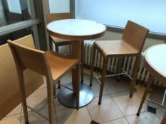 Tall pedestal table with three stool chairs