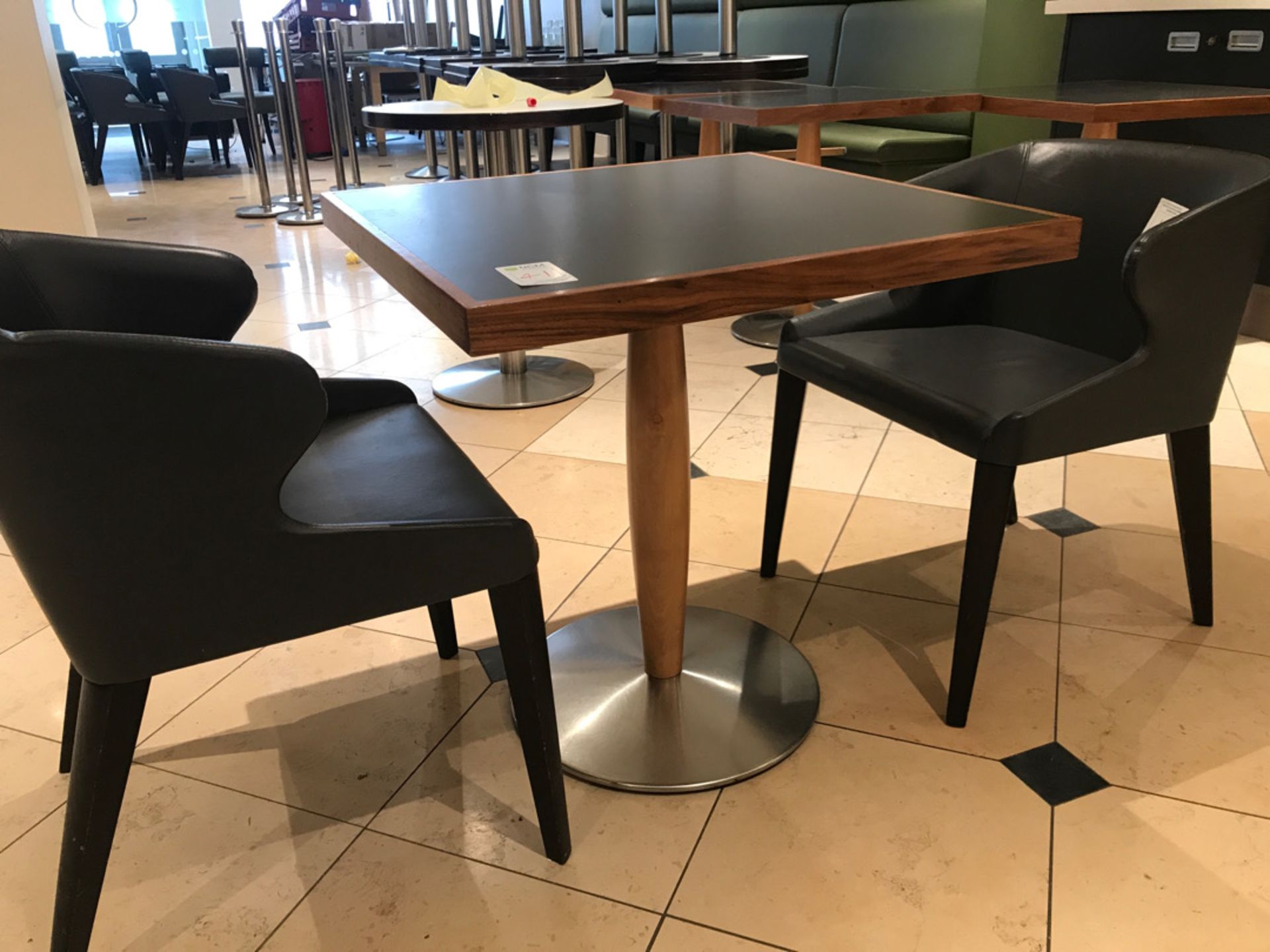 Modern square pedestal table with two chairs - Image 2 of 4