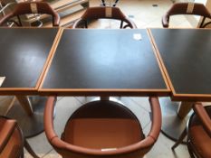 Modern pedestal table with two retro chairs