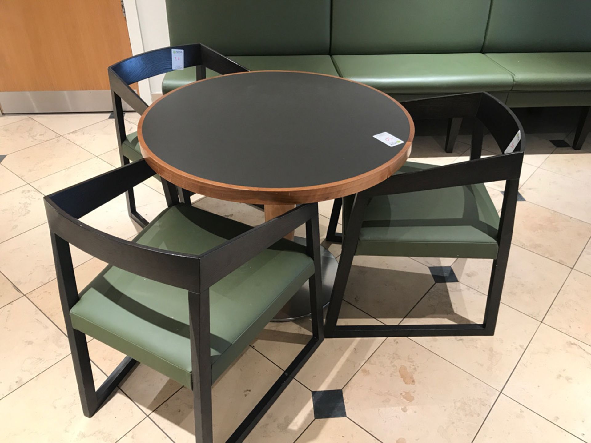 Modern pedestal table with three designer chairs - Image 2 of 3